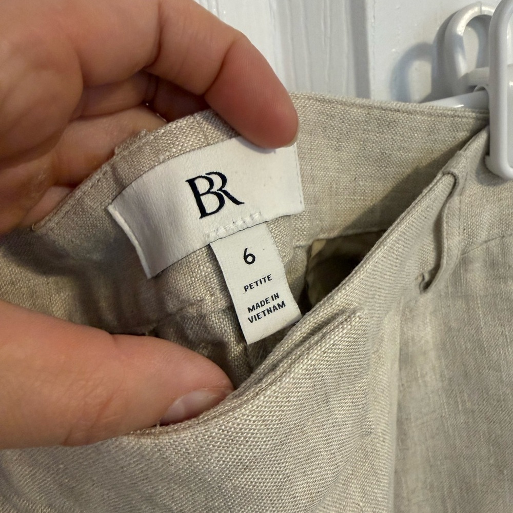 Banana Republic Lina Straight Leg 100% Linen Trousers Beige - Picture 5 of 9
